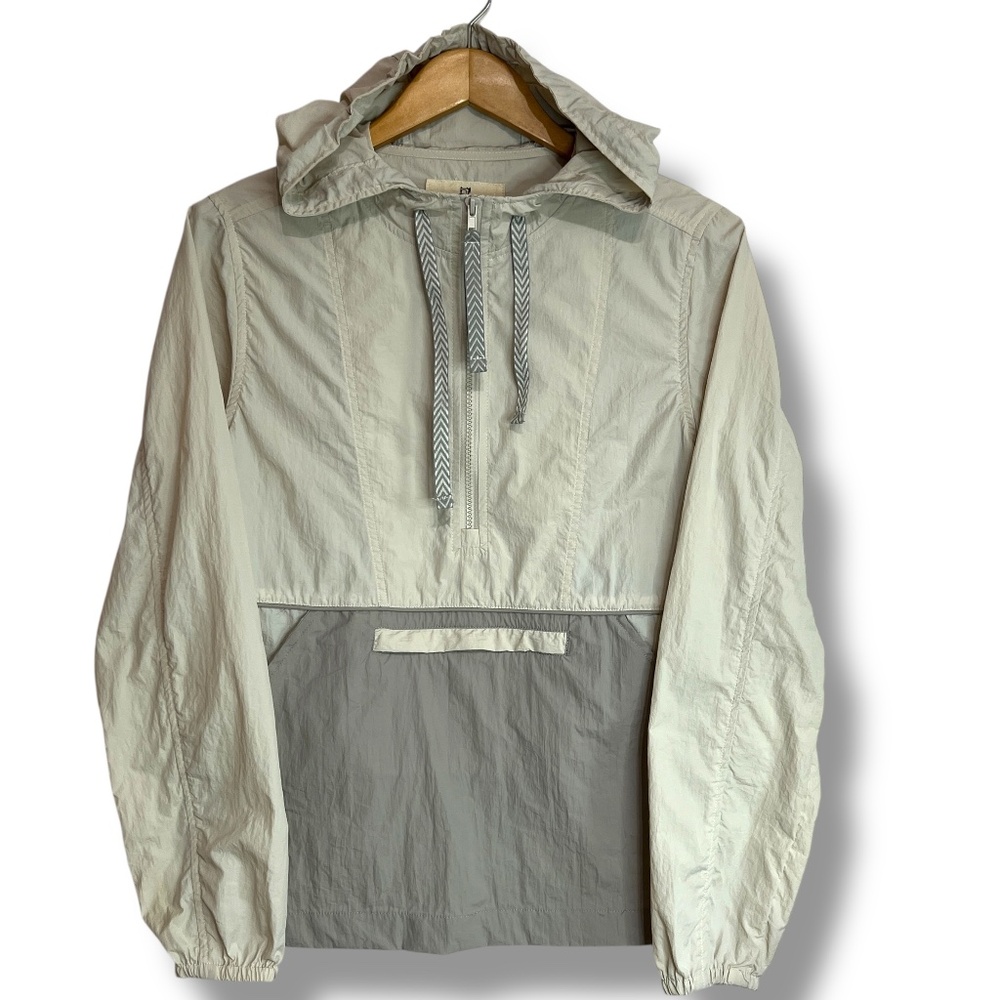 Thread & Supply 1/2 Zip Nylon Hooded Pullover‎ Jacket Size S Gray Two Tone